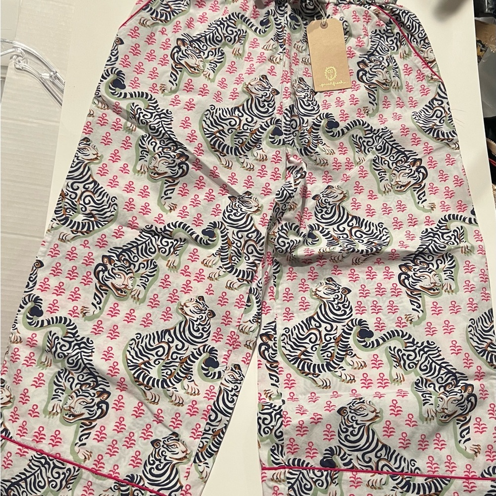 ANTHROPOLOGIE PRINT FRESH TIGER QUEEN CAPRI PAJAMA LOUNGE PANTS SIZE XXS/P new